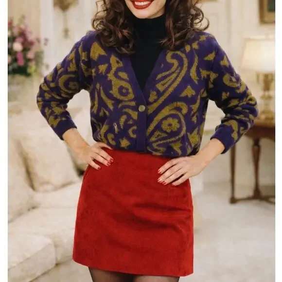 Vintage 90s Weathervane Baroque Knit Sweater M Fran Drescher Nanny - Picture 3 of 8